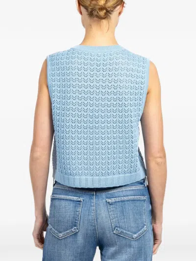 L'agence Max Pointelle Knit Top In Blue