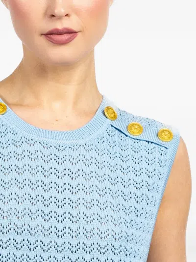 L'agence Max Pointelle Knit Top In Blue