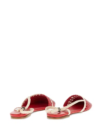 Hereu Rondaia Woven Buckle Flat Pumps In Red