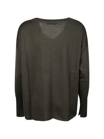 Aragona Oversized Virgin Wool V-neck Sweater In Gray