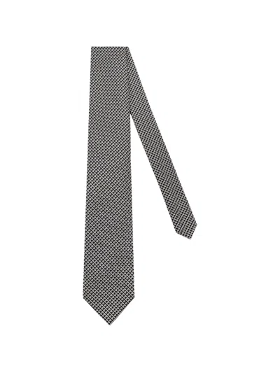 Tom Ford Geometric-pattern Silk Tie In Brown