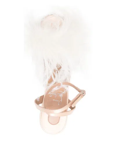 Christian Louboutin Miss Z Plumes Sandals In White