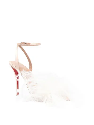 Christian Louboutin Miss Z Plumes Sandals In White