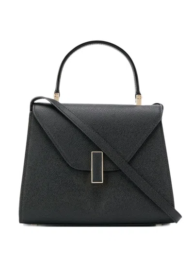 Valextra Small Leather-coated Clasp Tote Bag In Black
