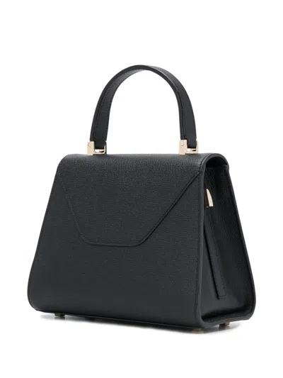 Valextra Small Leather-coated Clasp Tote Bag In Black