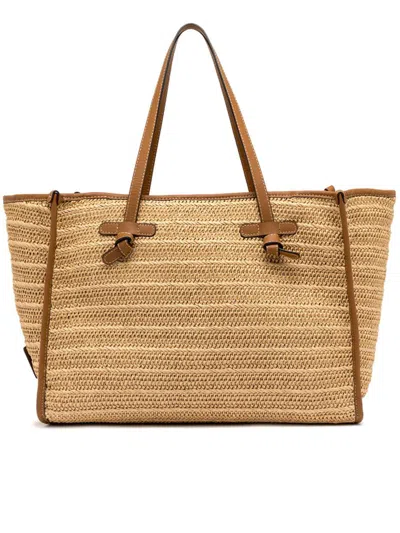 Gianni Chiarini Marcella Straw-effect Tote Bag In Nude
