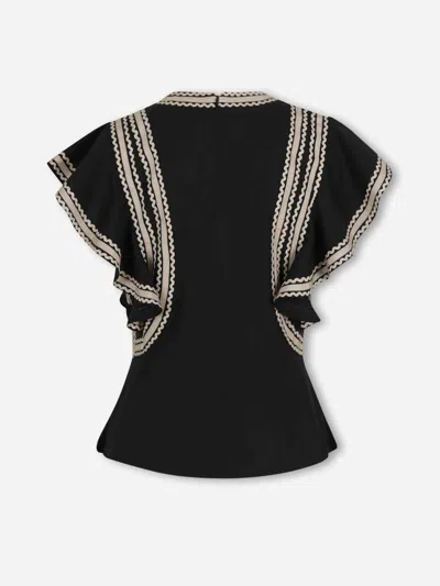 Ulla Johnson Anora Flutter-sleeve Blouse In Black