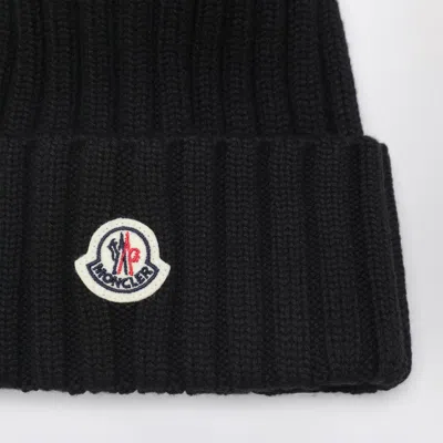 Moncler Beanie With Pom-pom In Black