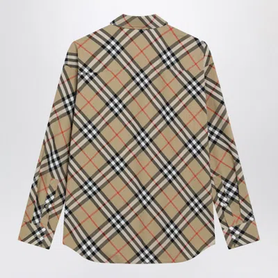 Burberry Beige Shirt With Check Pattern In Multi