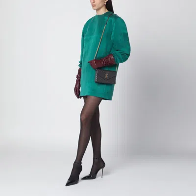 Saint Laurent Cassandre Chain Wallet In Dark Grey In Brown