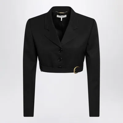 Chloé Cropped Spencer Jacket In Wool Grain De Poudre In Black
