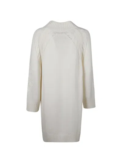 Ermanno Firenze Cable-knit Embroidered Dress In White