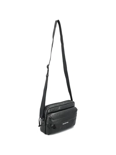Balenciaga Logo-print Shoulder Bag In Black