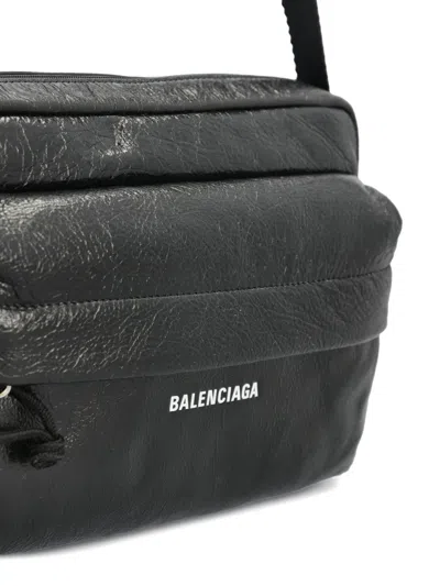 Balenciaga Logo-print Shoulder Bag In Black