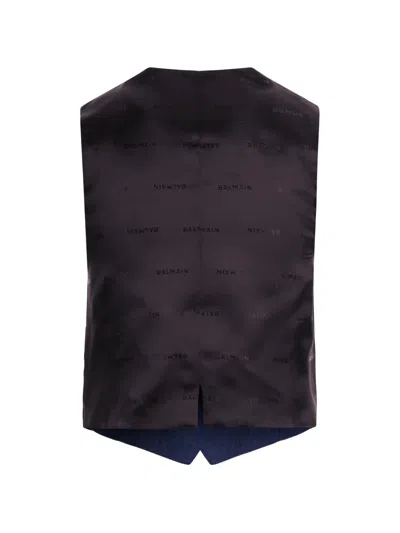 Balmain Button V-neck Vest In Blue