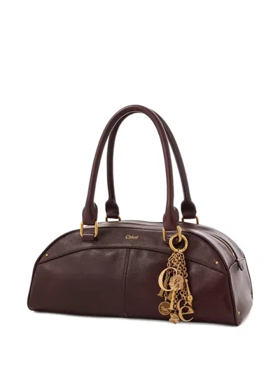 Chloé Charm Strap Tote Bag In Brown