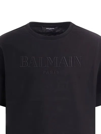 Balmain Button Embroidered T-shirt In Black