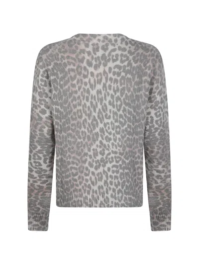Ganni Leopard-patterned Sweater In Gray