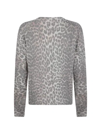 Ganni Leopard-patterned Sweater In Gray