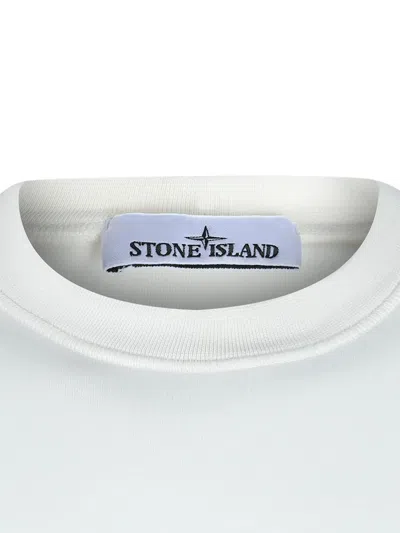Stone Island Crew-neck Logo-patch Sweatshirt In White