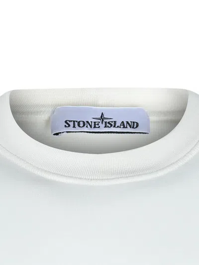 Stone Island Crew-neck Logo-patch Sweatshirt In White