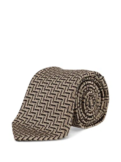Tom Ford Patterned Tie In Neutral
