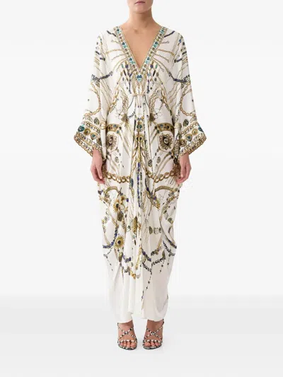 Camilla V-neck Chain-print Maxi Dress In Multi