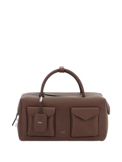 Max Mara Padlock Flap Leather Shoulder Bag In Brown