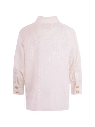 Balmain Monogram-print Button Shirt In Neutral