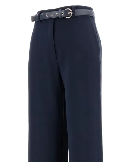Max Mara Wide Leg Belted Trousers In Multi