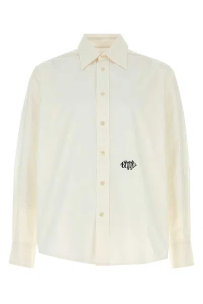 Bode Men White Poplin Monogrammed Shirt In Yellow