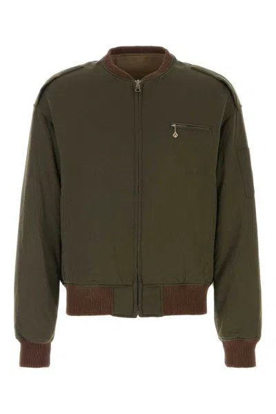 Visvim Olive Green Wool Blend Gunner Down Jacket In Green