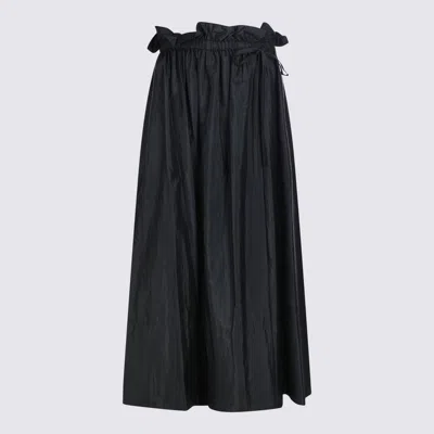 Jil Sander Ruffled Drawstring Midi Skirt In Black