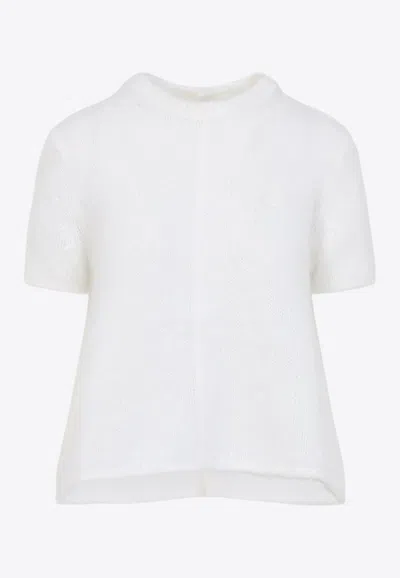 Loewe White Short Sleeve Mohair Sweater In White