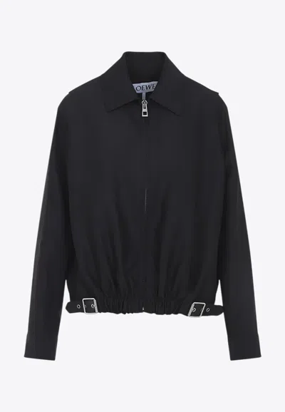 Loewe Jacket Belted Long Sleeves Point Collar In Black