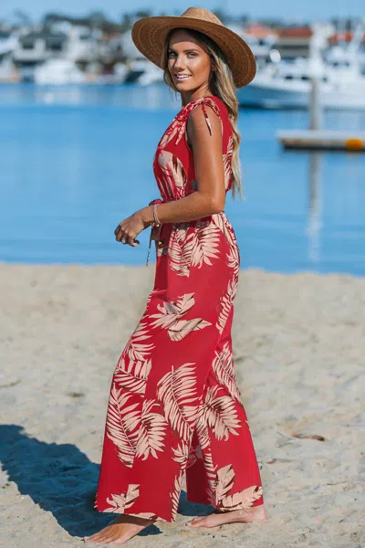 Cupshe Fiery Delight Tropical Jumpsuit In Red