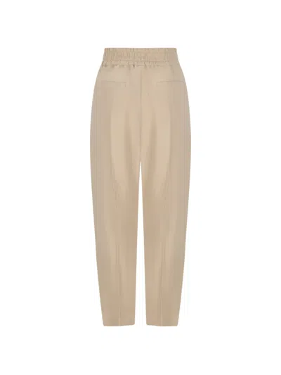 Brunello Cucinelli Linen Blend Trousers Pleated Front Pockets In Neutral