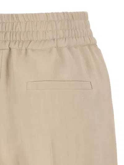 Brunello Cucinelli Linen Blend Trousers Pleated Front Pockets In Neutral