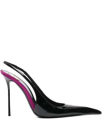 Saint Laurent Amalia 110 Patent Leather Slingback Pumps In Black
