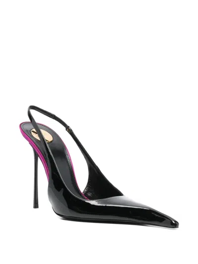 Saint Laurent Amalia 110 Patent Leather Slingback Pumps In Black