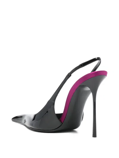 Saint Laurent Amalia 110 Patent Leather Slingback Pumps In Black