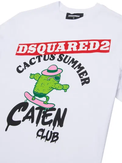 Dsquared2 Cactus Graphic T-shirt In White