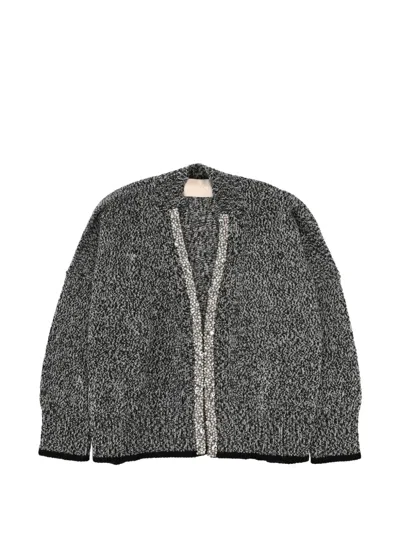 Circus Hotel Sequin Trim Cardigan In Gray