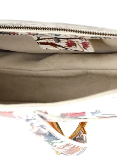 Pre-owned Dior Saddle Handbag With Strap Printed Leather Medium Shoulder Bag In Blue