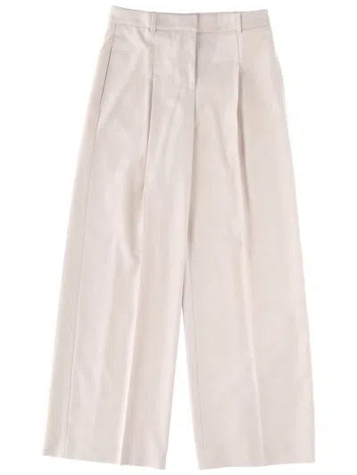 Hugo Boss Wide Leg Trousers Pleated Front Belt Loops In White