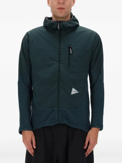 And Wander Green Alpha Direct Polyester Hooded Jacket In Green