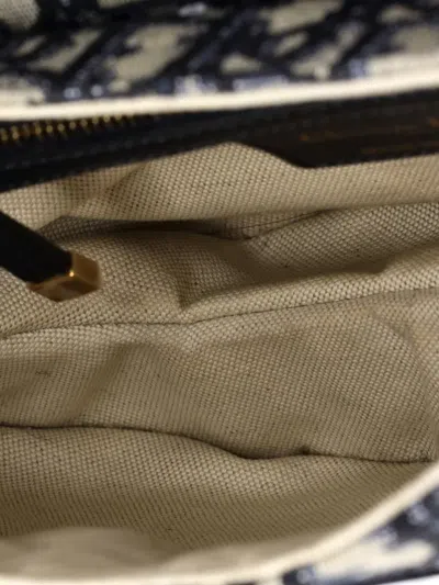 Pre-owned Dior Saddle Handbag With Strap Oblique Canvas Medium Shoulder Bag In Blue