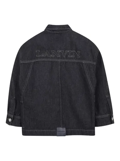 Lanvin Enfant Buttoned Denim Jacket In Gray