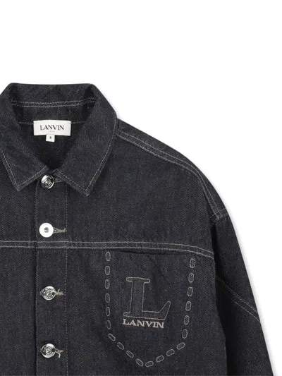 Lanvin Enfant Buttoned Denim Jacket In Gray