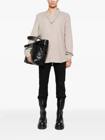 Rick Owens Draped Buttoned Shirt In Brown